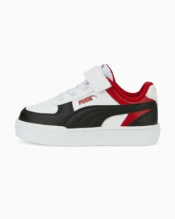 PUMA - Sneakers da bambino bianca e rossa con logo nero e strappo, numerata 20/27 - CAVEN BLOCK AC+ INF