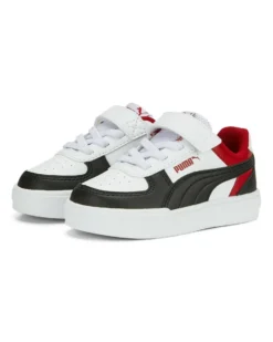 PUMA - Sneakers da bambino bianca e rossa con logo nero e strappo, numerata 20/27 - CAVEN BLOCK AC+ INF