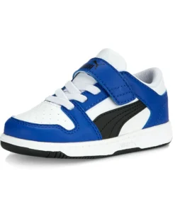 PUMA - Sneakers da bambino blu e bianca con logo nero e strappo, numerata 20/27 - REBOUND LAYUP LO SL V INF