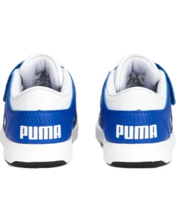 PUMA - Sneakers da bambino blu e bianca con logo nero e strappo, numerata 20/27 - REBOUND LAYUP LO SL V INF