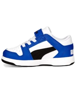 PUMA - Sneakers da bambino blu e bianca con logo nero e strappo, numerata 20/27 - REBOUND LAYUP LO SL V INF