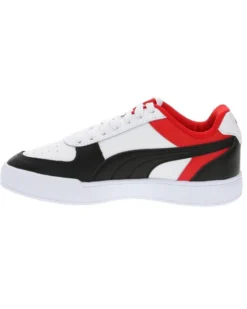 PUMA - Sneakers in VERA PELLE bianca e nera con dettagli rossi e soletta in memory foam, numerata 36/39 - CAVEN BLOCK JR