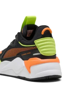 PUMA - SNEAKERS JUNIOR  NERA, ARANCIONE E GIALLO FLUO  RS-X JR GS  DAL 36 AL 39,  395557-09