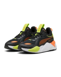 PUMA - SNEAKERS JUNIOR  NERA, ARANCIONE E GIALLO FLUO  RS-X JR GS  DAL 36 AL 39,  395557-09