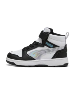PUMA - SNEAKERS JUNIOR NERA, BIANCA E GRIGIA REBOUND V6 MID SPACE BELLE DAL 28 AL 35,  402770-02