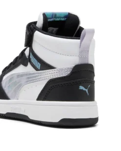 PUMA - SNEAKERS JUNIOR NERA, BIANCA E GRIGIA REBOUND V6 MID SPACE BELLE DAL 28 AL 35,  402770-02