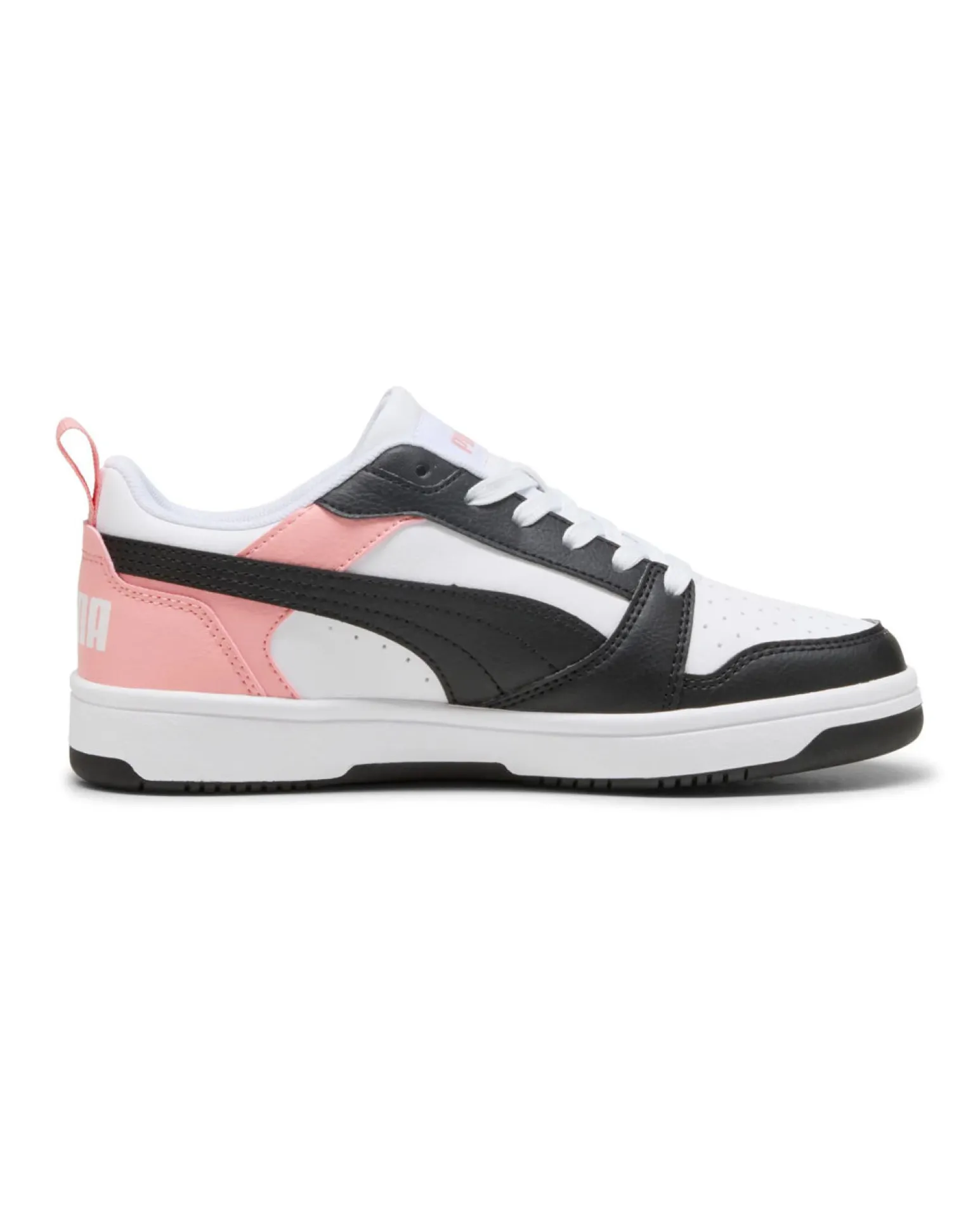 PUMA - SNEAKERS JUNIOR REBOUND V6 LO GS BIANCHE CON DETTAGLI ROSA PESCA E NERI DAL 36 AL 39, 393833-24