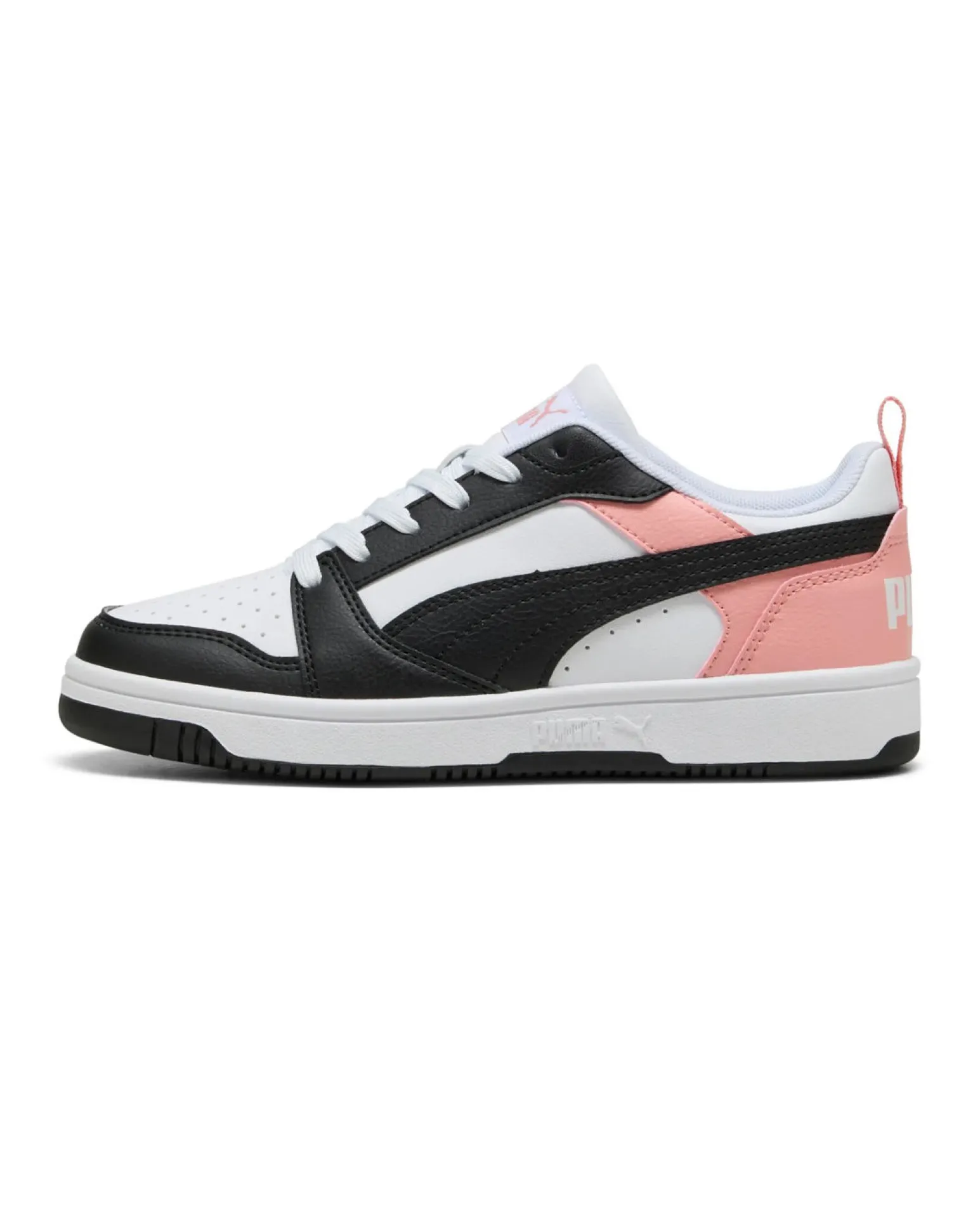 PUMA - SNEAKERS JUNIOR REBOUND V6 LO GS BIANCHE CON DETTAGLI ROSA PESCA E NERI DAL 36 AL 39, 393833-24
