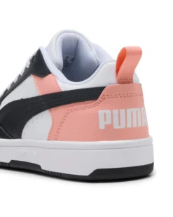 PUMA - SNEAKERS JUNIOR REBOUND V6 LO GS BIANCHE CON DETTAGLI ROSA PESCA E NERI DAL 36 AL 39, 393833-24