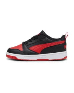 PUMA - SNEAKERS JUNIOR REBOUND V6 LO GS NERE CON DETTAGLI ROSSI DAL 36 AL 39, 393833-11