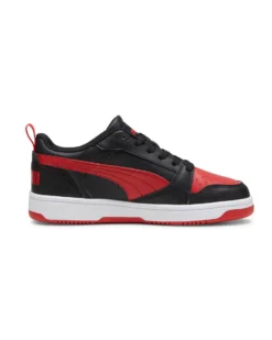 PUMA - SNEAKERS JUNIOR REBOUND V6 LO GS NERE CON DETTAGLI ROSSI DAL 36 AL 39, 393833-11