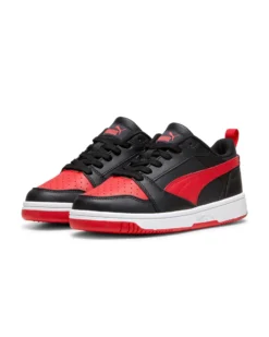 PUMA - SNEAKERS JUNIOR REBOUND V6 LO GS NERE CON DETTAGLI ROSSI DAL 36 AL 39, 393833-11