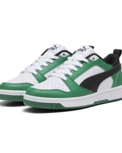 PUMA - SNEAKERS JUNIOR REBOUND V6 LO GS BIANCHE CON DETTAGLI VERDI E NERI DAL 36 AL 39, 393833-05
