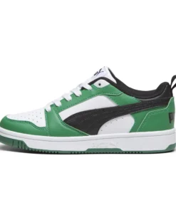 PUMA - SNEAKERS JUNIOR REBOUND V6 LO GS BIANCHE CON DETTAGLI VERDI E NERI DAL 36 AL 39, 393833-05