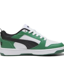PUMA - SNEAKERS JUNIOR REBOUND V6 LO GS BIANCHE CON DETTAGLI VERDI E NERI DAL 36 AL 39, 393833-05
