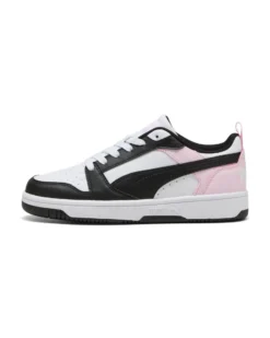 PUMA - SNEAKERS JUNIOR REBOUND V6 LO GS BIANCHE CON DETTAGLI ROSA  E NERI DAL 36 AL 39, 393833-37