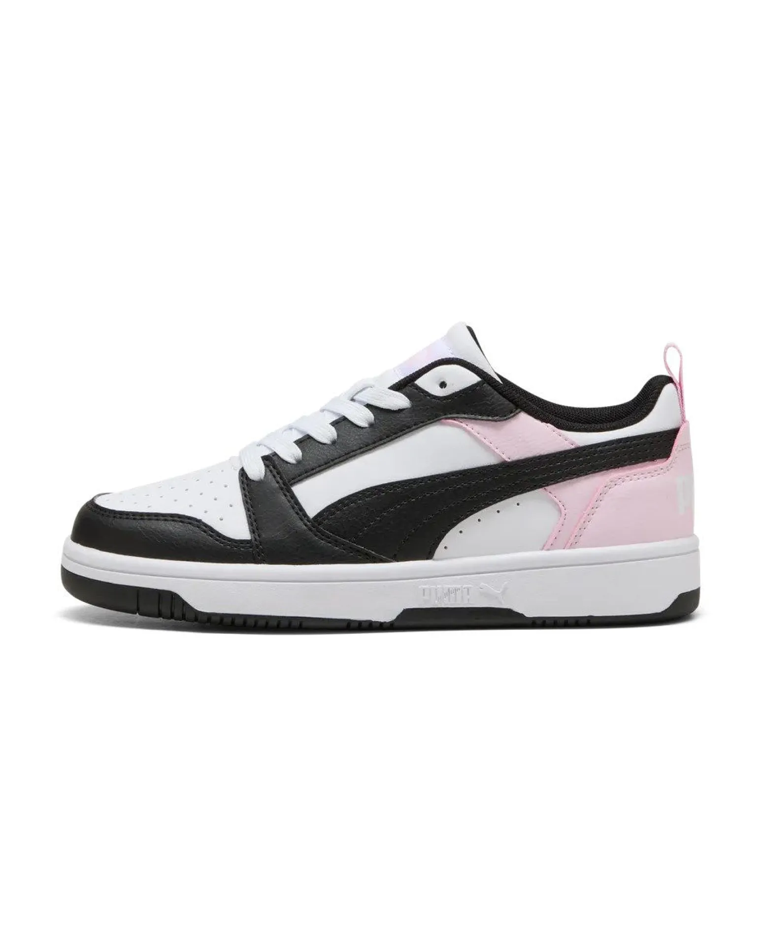 PUMA - SNEAKERS JUNIOR REBOUND V6 LO GS BIANCHE CON DETTAGLI ROSA E NERI DAL 36 AL 39, 393833-37