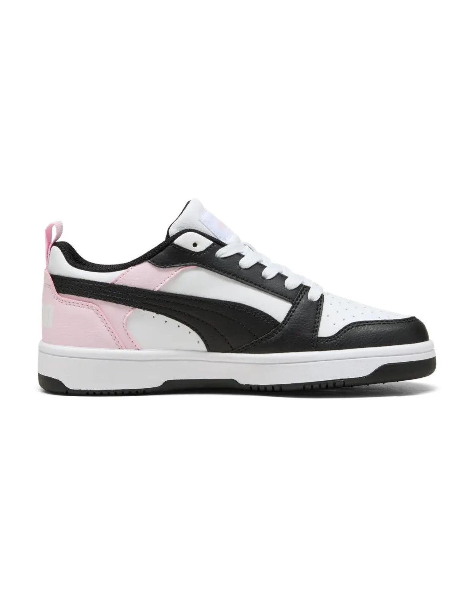 PUMA - SNEAKERS JUNIOR REBOUND V6 LO GS BIANCHE CON DETTAGLI ROSA E NERI DAL 36 AL 39, 393833-37