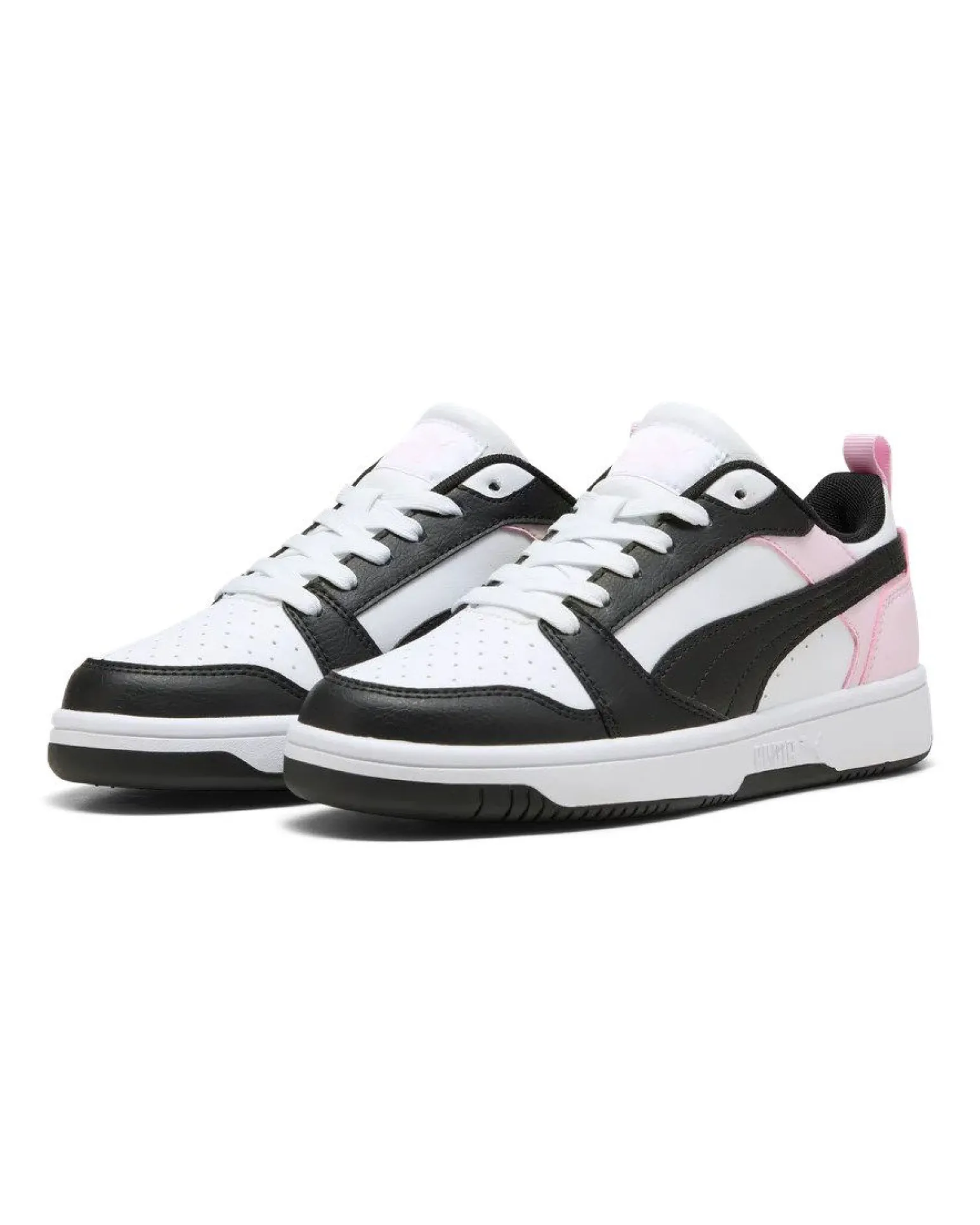 PUMA - SNEAKERS JUNIOR REBOUND V6 LO GS BIANCHE CON DETTAGLI ROSA E NERI DAL 36 AL 39, 393833-37