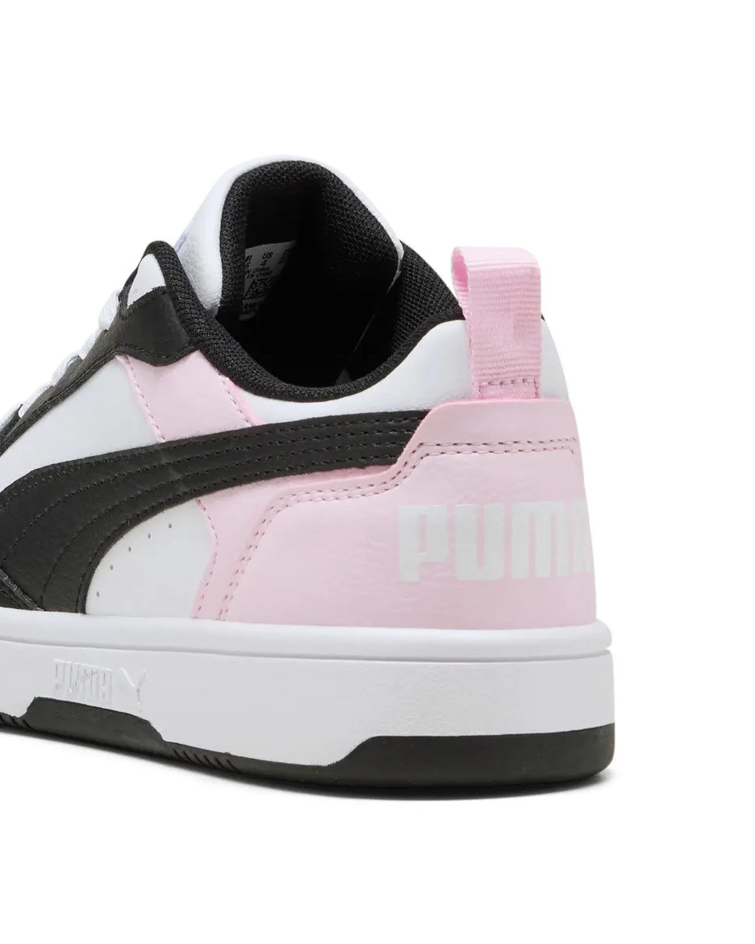 PUMA - SNEAKERS JUNIOR REBOUND V6 LO GS BIANCHE CON DETTAGLI ROSA E NERI DAL 36 AL 39, 393833-37