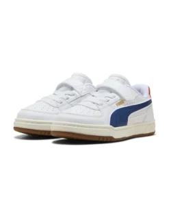 PUMA - SNEAKERS KIDS CAVEN III RETRO AC+PS BIANCA CON DETTAGLI BLU E ROSSI DAL 28 AL 35, 406897-01