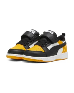 PUMA - SNEAKERS KIDS REBOUND V6 LO AC+TD GIALLE CON DETTAGLI NERI E BIANCHI  DAL 20 AL 27, 397420-18