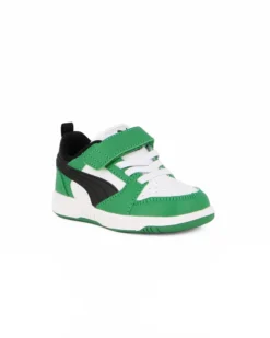 PUMA - SNEAKERS KIDS REBOUND V6 LO AC+TD VERDI CON DETTAGLI BIANCHI E NERI DAL 20 AL 27, 397420-05