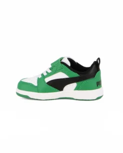 PUMA - SNEAKERS KIDS REBOUND V6 LO AC+TD VERDI CON DETTAGLI BIANCHI E NERI DAL 20 AL 27, 397420-05