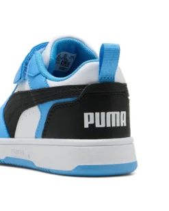 PUMA -  SNEAKERS KIDS REBOUND V6 LO CELESTE CON DETTAGLI NERI E BIANCHI DAL 28 AL 35,  397419-34