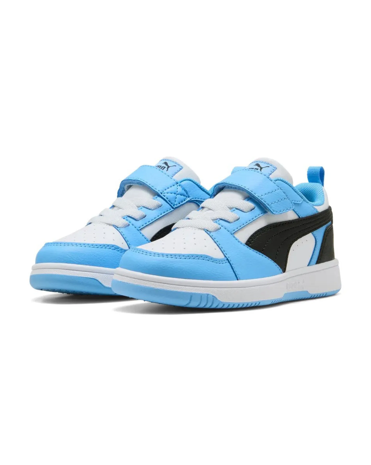 PUMA - SNEAKERS KIDS REBOUND V6 LO CELESTE CON DETTAGLI NERI E BIANCHI DAL 28 AL 35, 397419-34