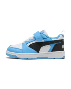 PUMA - SNEAKERS KIDS REBOUND V6 LO CELESTE CON DETTAGLI NERI E BIANCHI DAL 28 AL 35, 397419-34