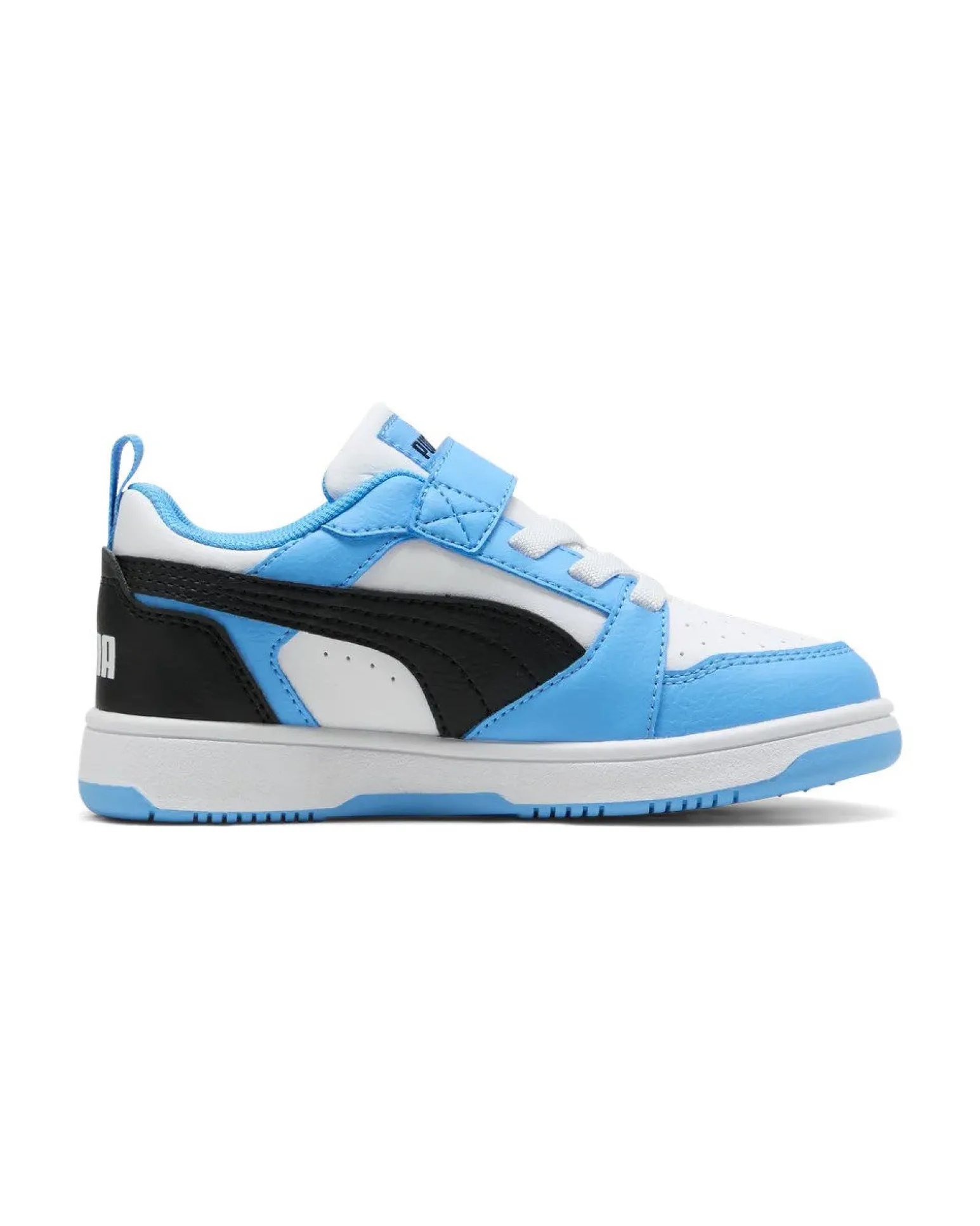 PUMA - SNEAKERS KIDS REBOUND V6 LO CELESTE CON DETTAGLI NERI E BIANCHI DAL 28 AL 35, 397419-34