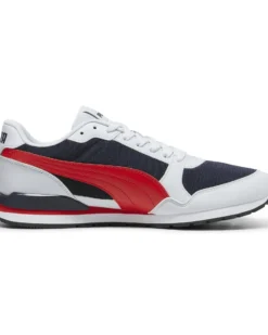 PUMA ST RUNNER V3 MESH - Sneaker da uomo bianca e blu con dettagli rossi