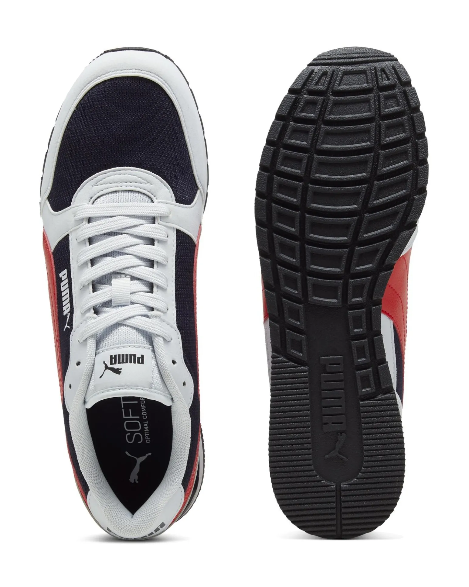 PUMA ST RUNNER V3 MESH - Sneaker da uomo bianca e blu con dettagli rossi