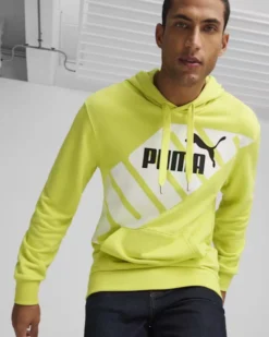 PUMA - SWEAT CON CAPPUCCIO POWER GRAPHIC HD TR LIME DA UOMO - 678963-38