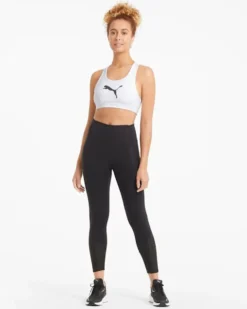 PUMA - Top bianco in tessuto traspirante con logo nero