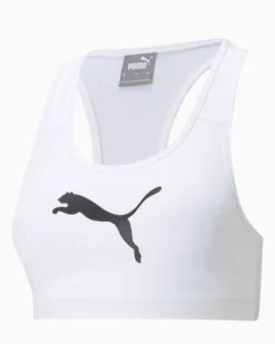 PUMA - Top bianco in tessuto traspirante con logo nero