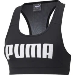 PUMA - Top nero in tessuto traspirante con logo bianco