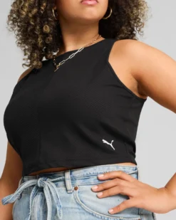 PUMA- Top nero WARDROBE ESS ribbed crop da donna - 629765-01