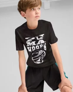 PUMA - TSHIRT BASKETBALL BLUEPRINT TEE JUNIOR NERA E BIANCA - 679282-51