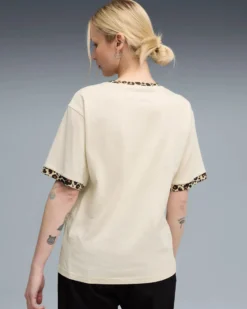 PUMA - T-SHIRT BEIGE E MACULATO ESSENTIAL GRAPHIC ANIMAL RELAXED DA DONNA, 688082-87