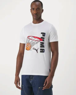 PUMA - T shirt bianca da uomo con stampa frontale