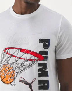PUMA - T shirt bianca da uomo con stampa frontale