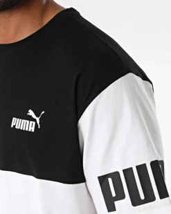 PUMA - T-SHIRT BIANCA E NERA POWER COLORBLOCK TEE   DA UOMO 693576-02