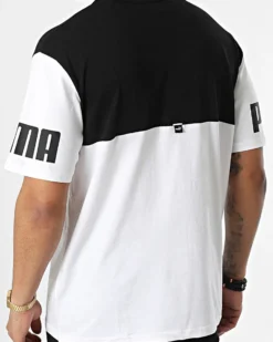 PUMA - T-SHIRT BIANCA E NERA POWER COLORBLOCK TEE   DA UOMO 693576-02
