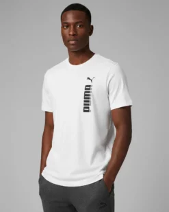 PUMA - T-SHIRT BIANCA ESSENTIAL BIG GRAPHIC TEE DA UOMO, 694939-02