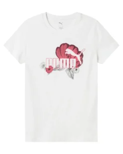 PUMA  - T-SHIRT BIANCA  ESSENTIAL+ FLORAL BIG LOGO GRAPHIC DA DONNA, 689030-02