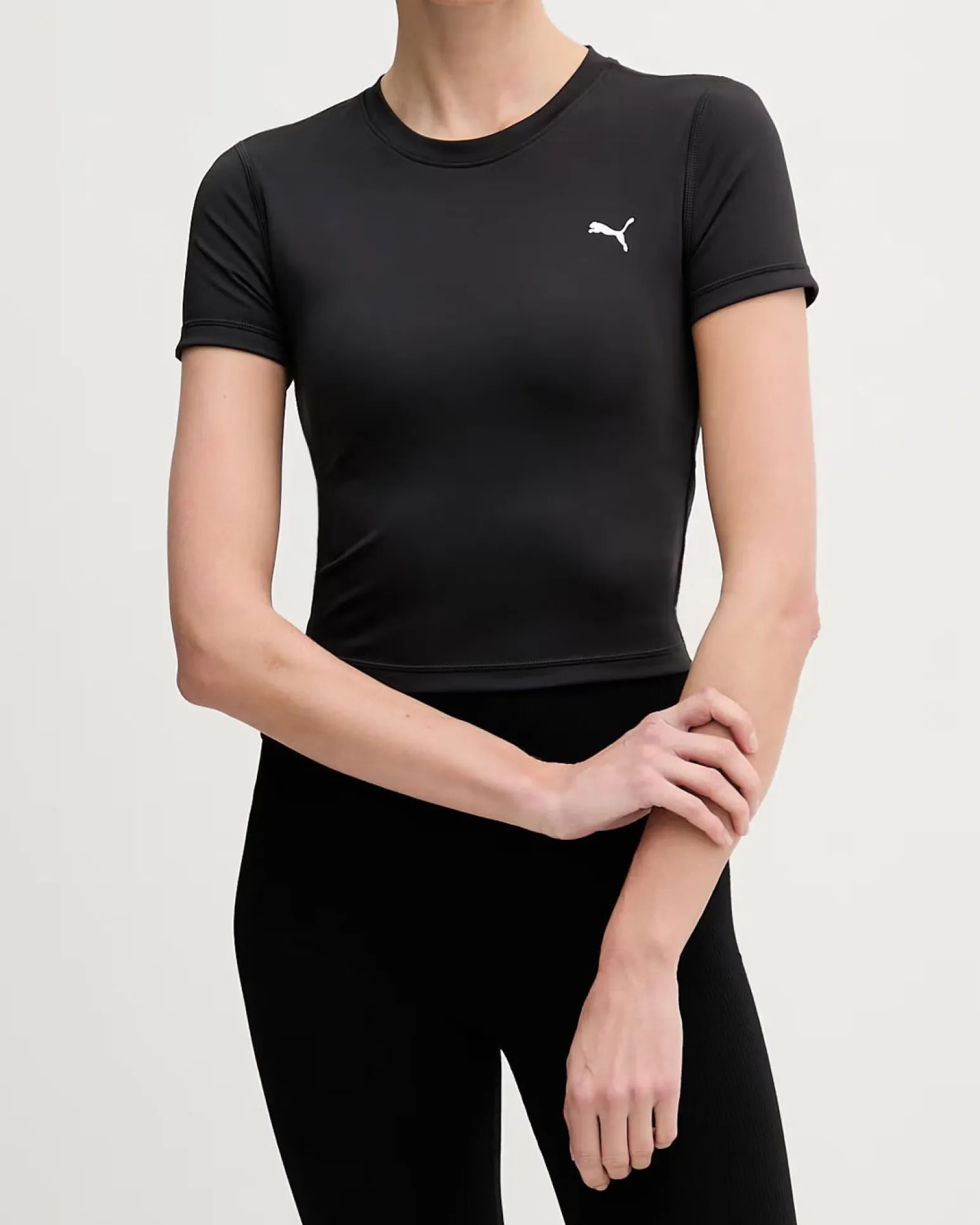 PUMA - T-SHIRT DA ALLENAMENTO MEZZA MANICA NERA STRONG CROSS BACK TEE DA DONNA, 528494-01