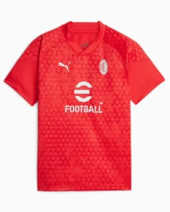PUMA - T shirt da bambino rossa e bianca in tessuto traspirante Milan