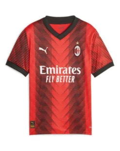 PUMA - T shirt da calcio uomo nera e rossa in tessuto traspirante con logo Milan - HOME JERSEY
